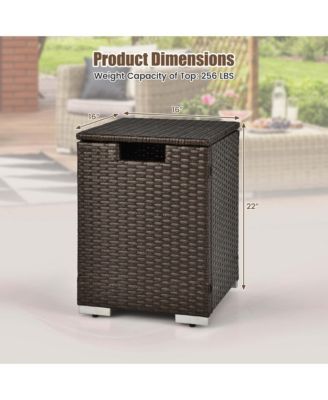 16'' Rattan Propane Tank Cover Hideaway Side Table 20 lbs