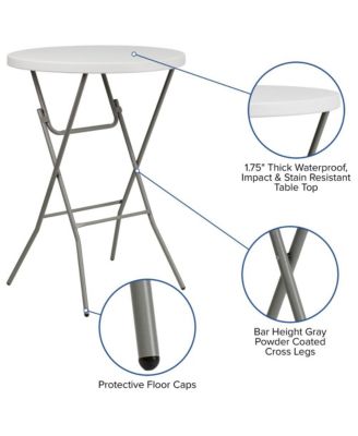2.63-Foot Round Plastic Bar Height Folding Table