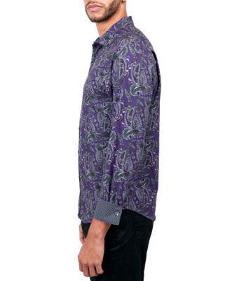 Men's Regular-Fit Non-Iron Performance Stretch Paisley Button-Down Shirt