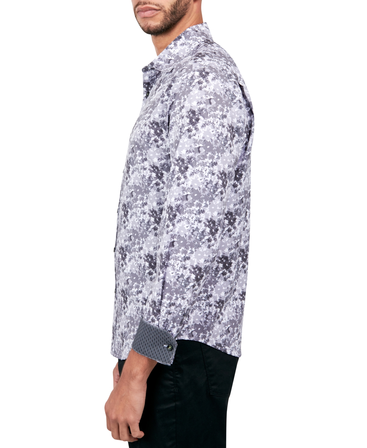 Society of Threads Men's Regular-Fit Non-Iron Performance Stretch Abstract Floral Button-Down Shirt