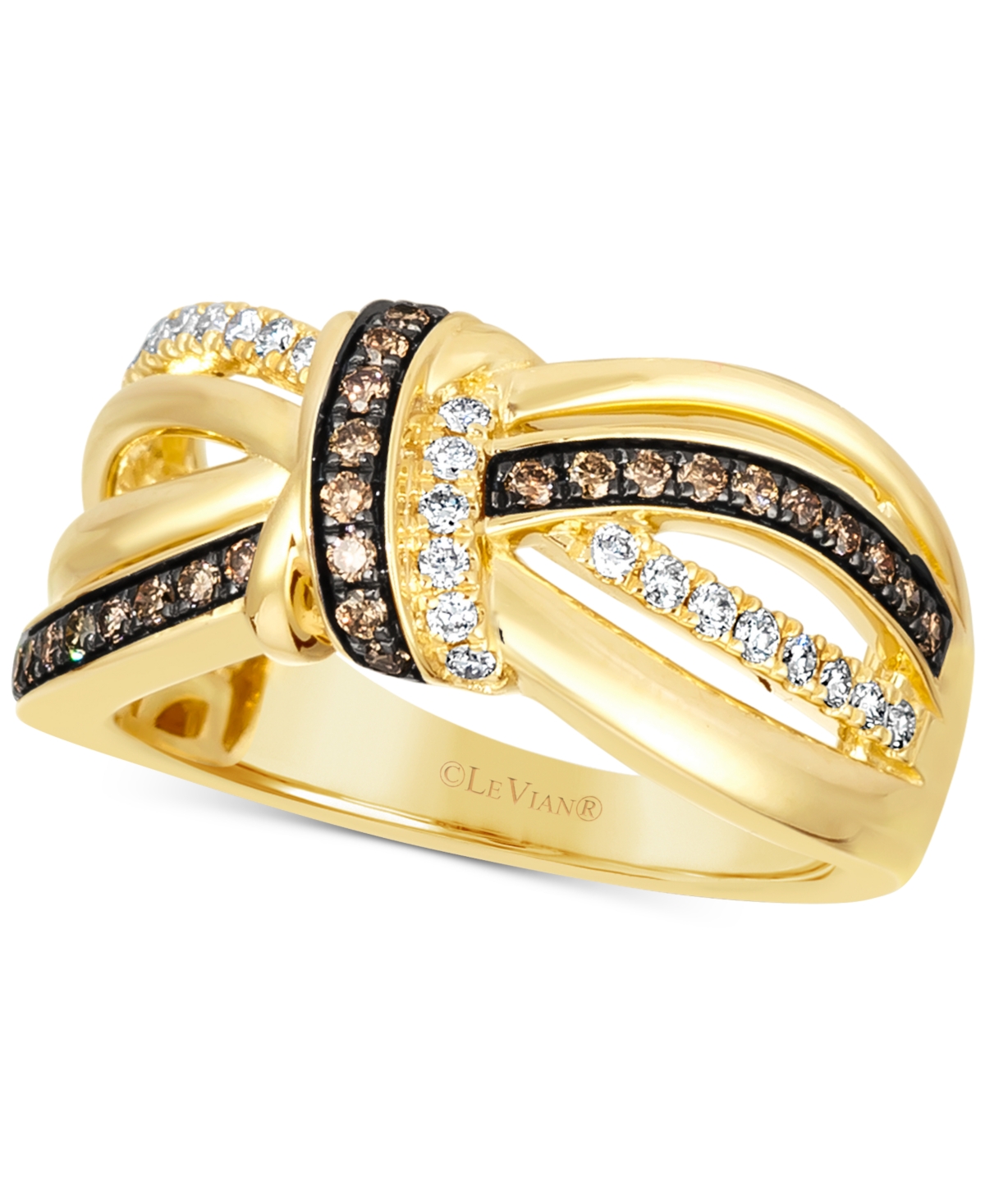 Le Vian Chocolate Diamond & Nude Diamond Knot Ring (3/8 Ct. T.w.) In 14k Gold In K Honey Gold Ring