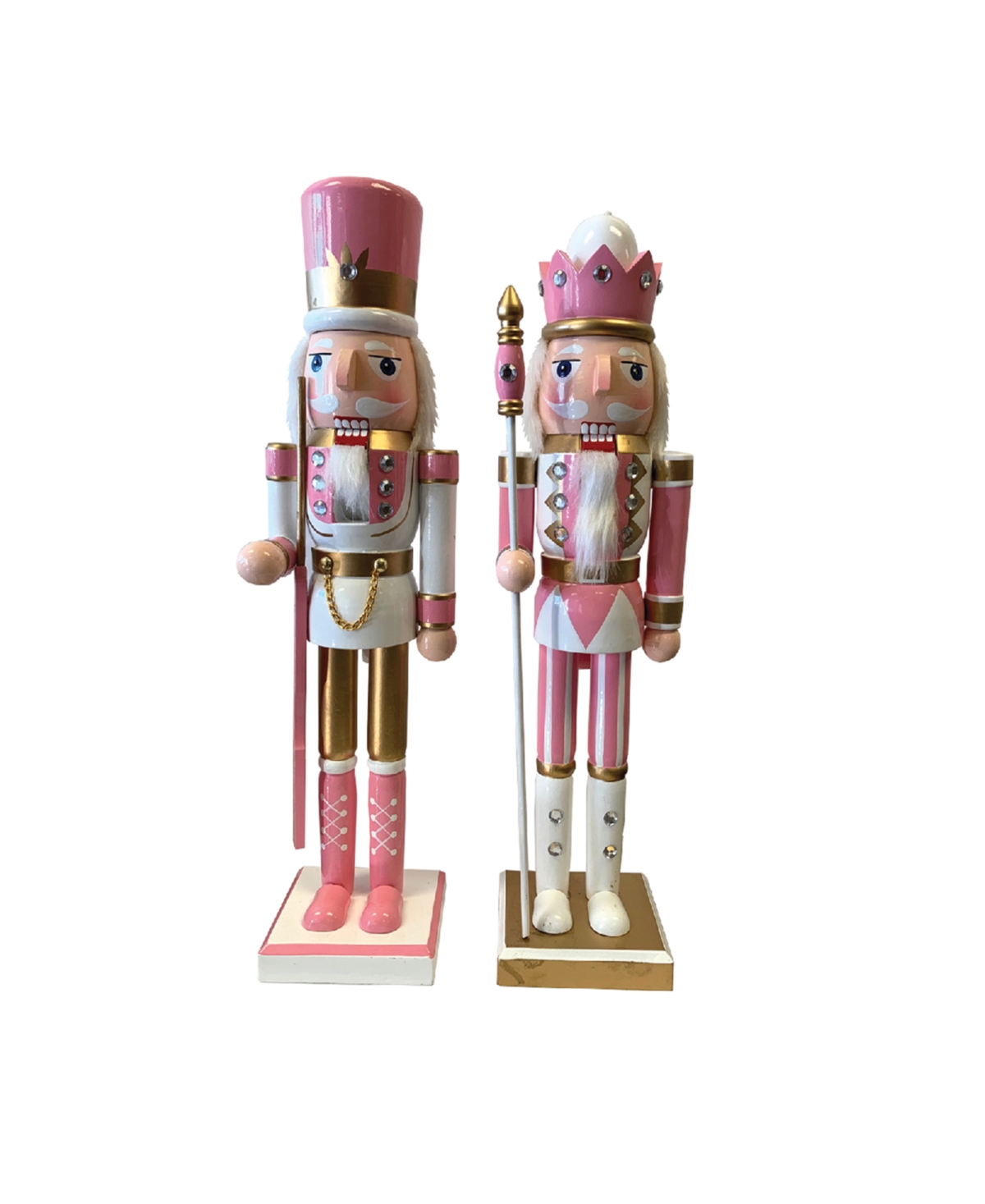 14" Gold-Tone Nutcrackers, Set of 2 - Pink