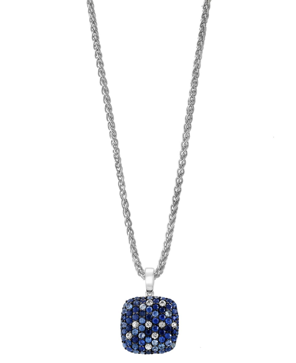 Effy Collection Effy Multi-sapphire Ombre Cluster 18" Pendant Necklace (3-1/3 Ct. T.w.) In Sterling Silver