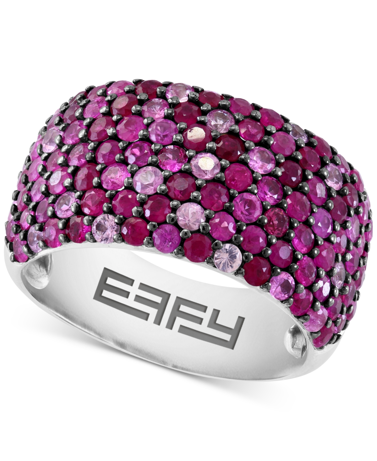Effy Collection Effy Ruby (1-5/8 Ct. T.w.) & Pink Sapphire (1-1/2 Ct. T.w.) Ombre Wide Width Ring In Sterling Silver