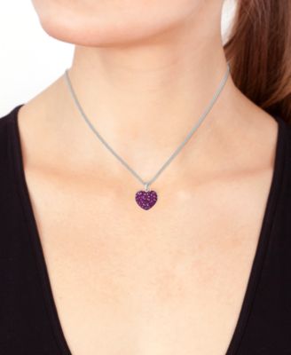 EFFY&reg; Ruby (2 ct. t.w.) & Pink Sapphire (1-7/8 ct. t.w.) Ombr&eacute; Heart Cluster 18" Pendant Necklace in Sterling Silver