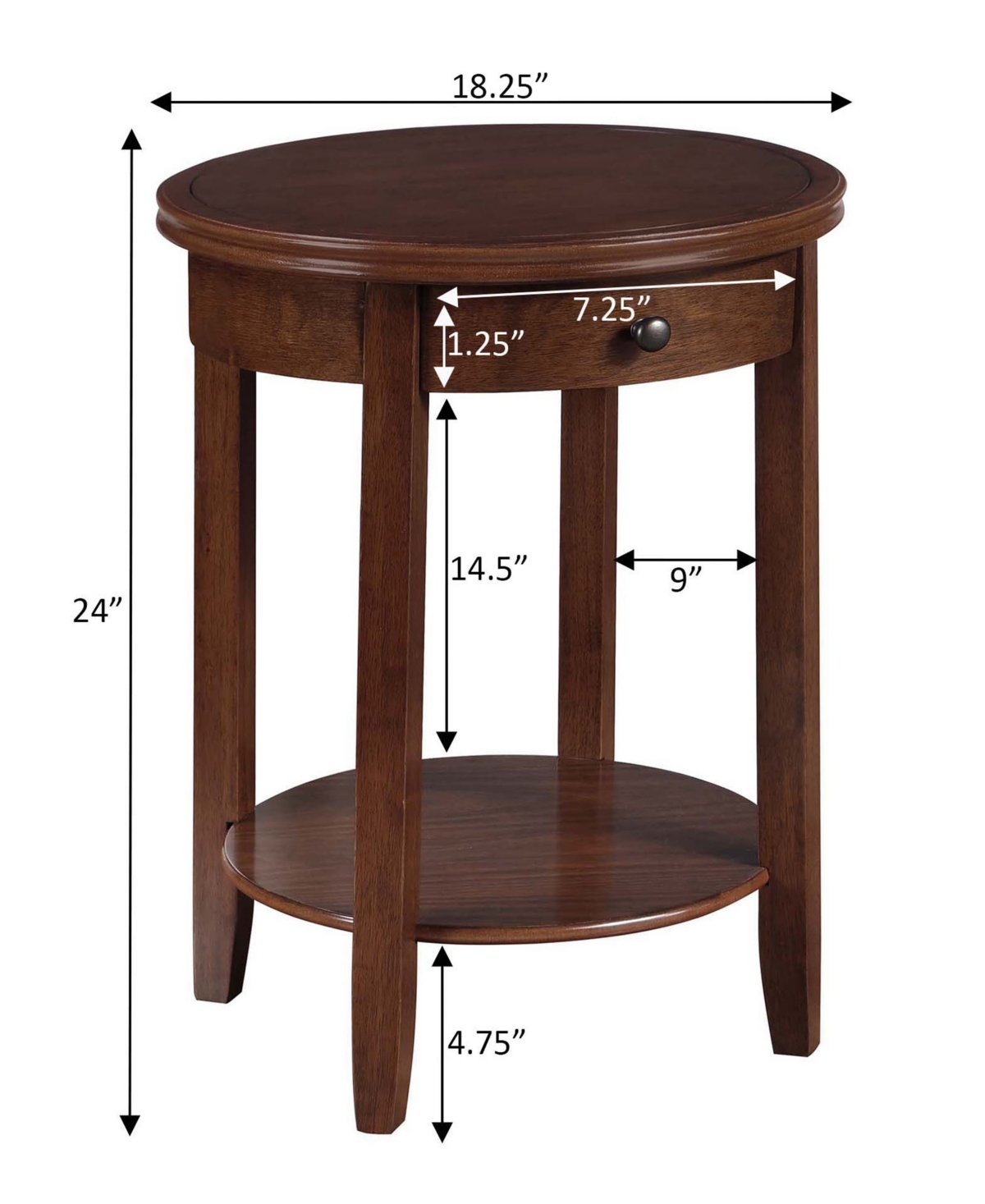 Convenience Concepts 18.25" Rubber Wood Ah Baldwin End Table In Espresso