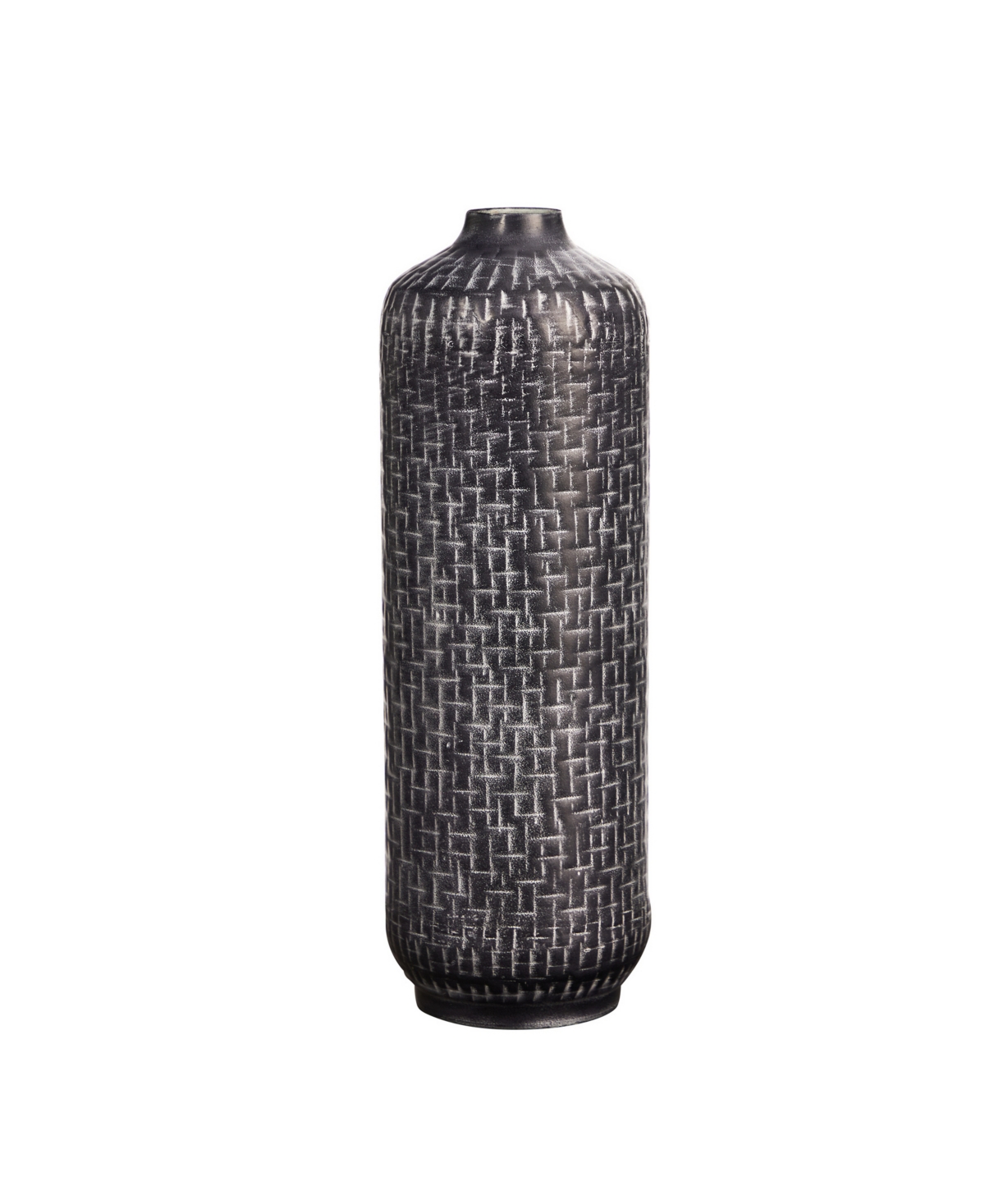 Nearly Natural 21" Embossed Metal Cylinder Vase In Gray