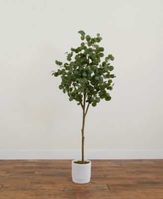 72" Artificial Eucalyptus Tree with Decorative Planter