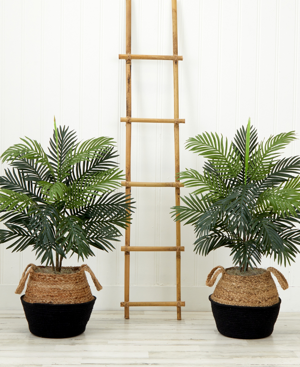 Nearly Natural 36" Artificial Areca Palm Tree With Handmade Jute Cotton Basket Diy Kit Set Of 2 In Green