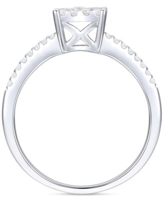 Diamond Square Halo Ring (1/4 ct. t.w.) in Sterling Silver