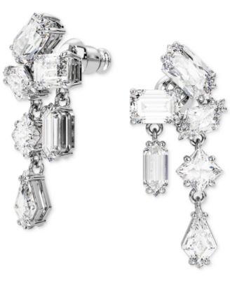 Silver-Tone Mesmera Crystal Cluster Drop Earrings