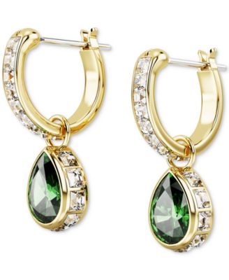 Gold-Tone Mixed Crystal Charm Hoop Earrings
