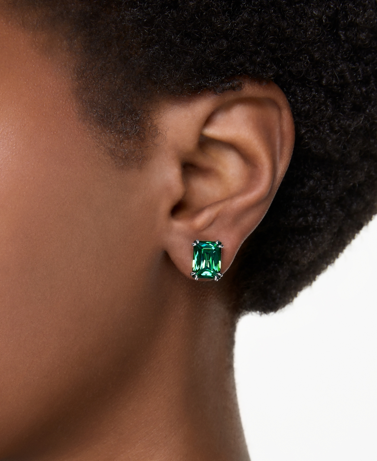 Swarovski Gold-Tone Color Rectangle Crystal Stud Earrings