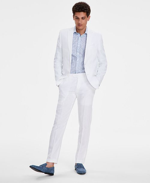 alfani Bar III Men's Slim-Fit White 100% Linen Suit Jacket Created for Macy's Men's Fashion & Accessories