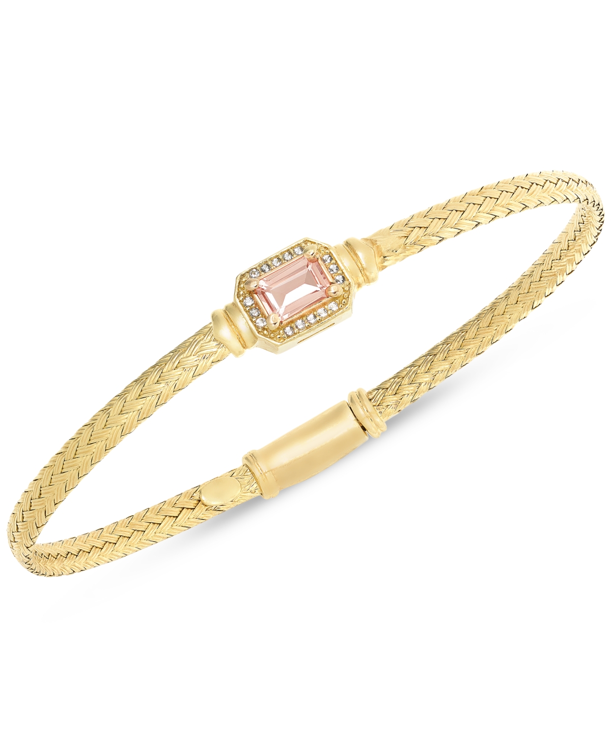 Macy's Morganite (1/2 Ct. T.w.) & White Topaz (1/5 Ct. T.w.) Weave Link Bangle Bracelet In 14k Gold-plated