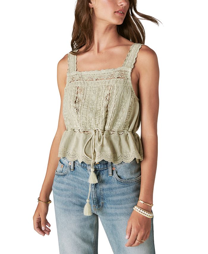 Lucky Brand Women's Vintage Embroidered Lace Tank Top - Macy's