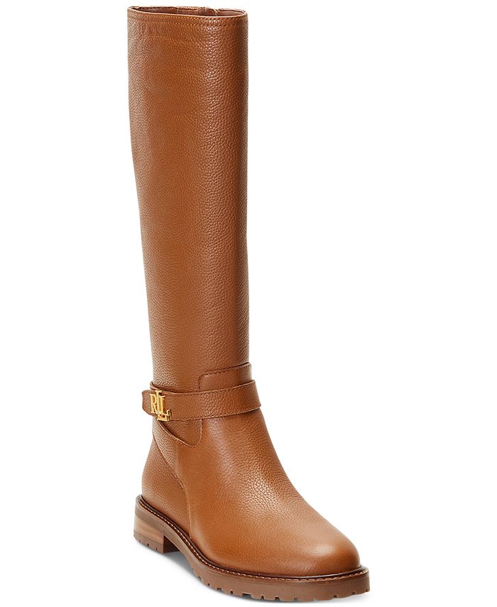 lauren ralph lauren women's manchester buckled dress boot Tall Boots Riding Boots Macys Ralph Lauren Boots Macy's A stacked leather heel brings added sophistication while doubling as a practical design element that ensures comfortable all Manchester Ralph Lauren Womens Boots