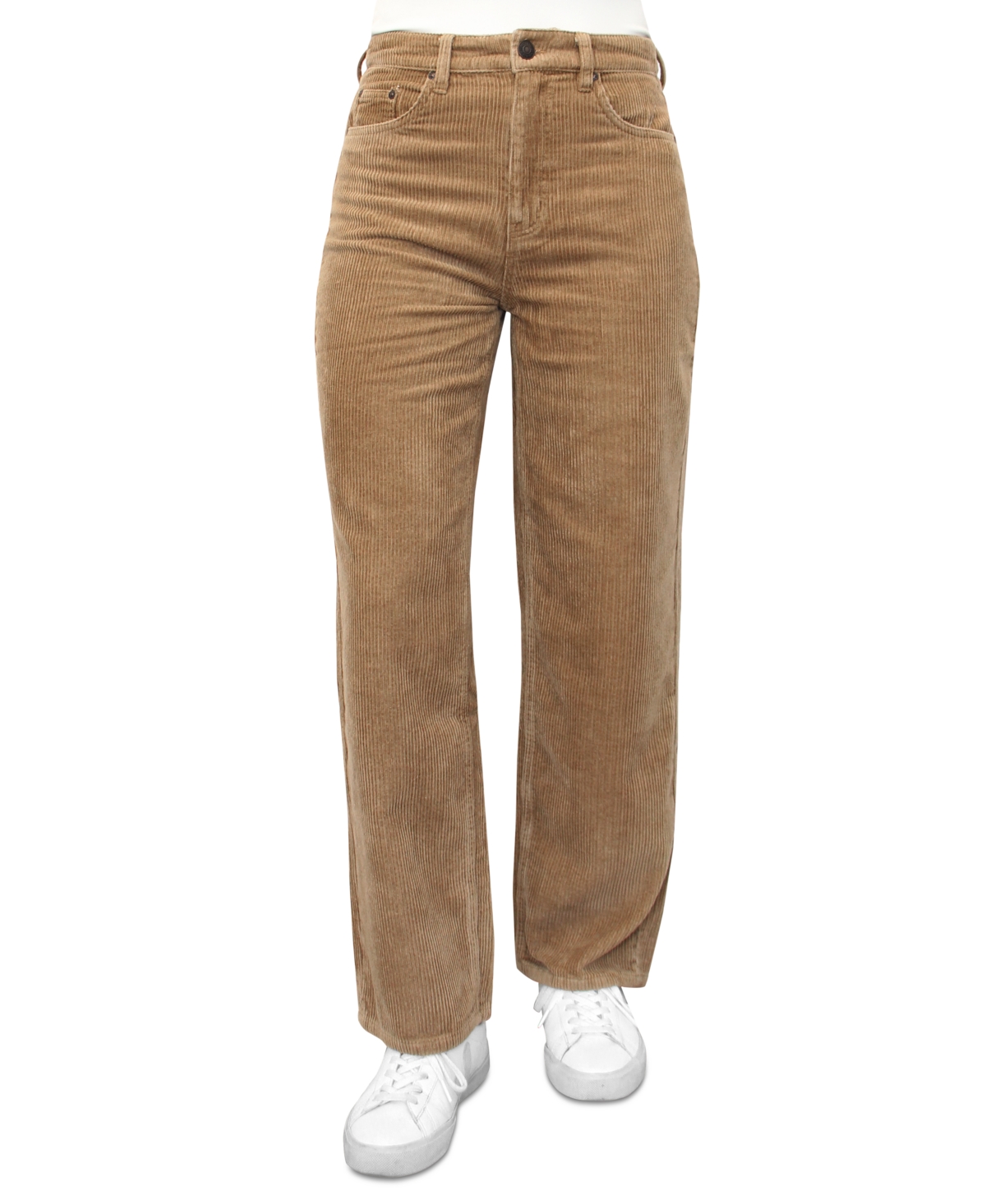 Almost Famous Crave Fame Juniors' 90s Corduroy High-rise Wide-leg Pants In Tan