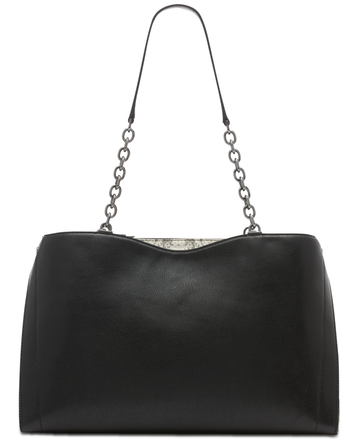 Nova Colorblocked Triple Compartment Tote Bag with Chain Strap - Black/White