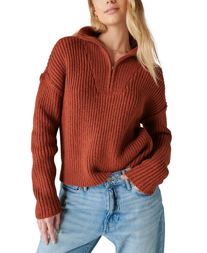 Lucky Brand Women's Half-Zip Knit Pullover Sweater - Macy's