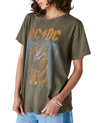 Lucky Brand Acdc Studs Boyfriend Tee - Women's Clothing Tops