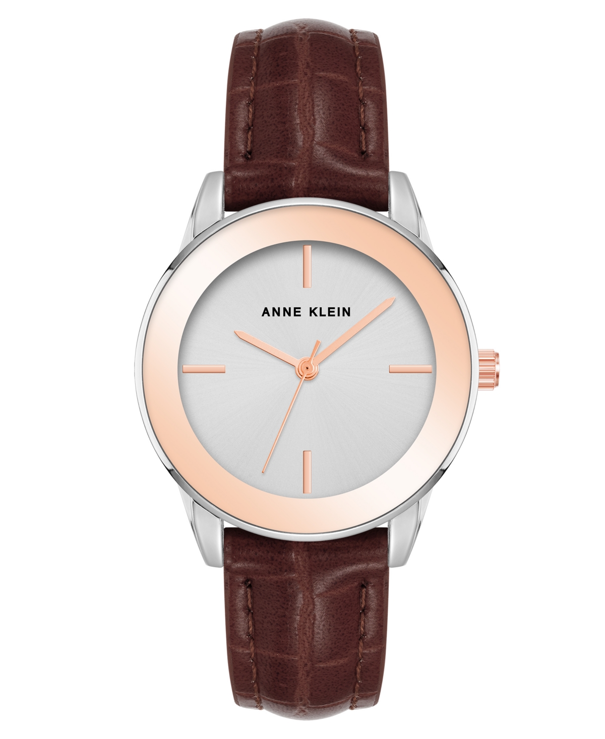 Anne Klein Women's Quartz Dark Brown Polyurethane Band Watch, 33mm In Brown
