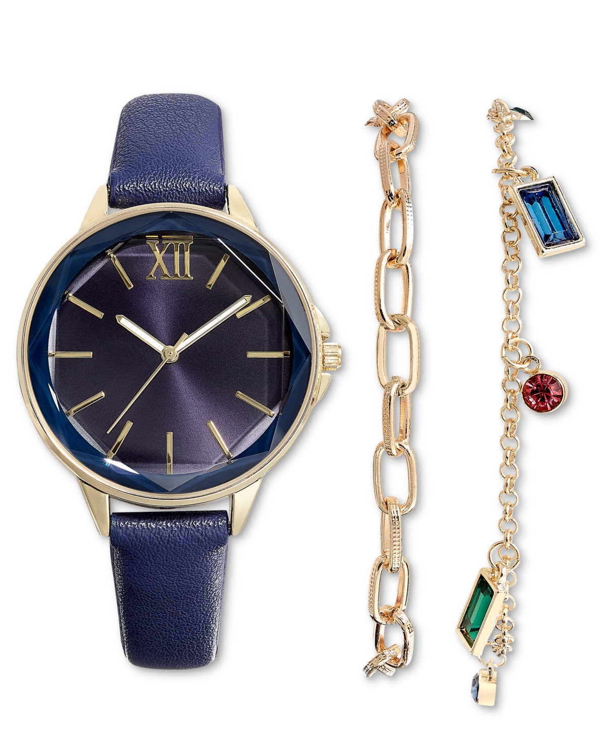 Inc International Concepts Women's Blue Strap Watch 36mm Gift Set, Created For Macy's
