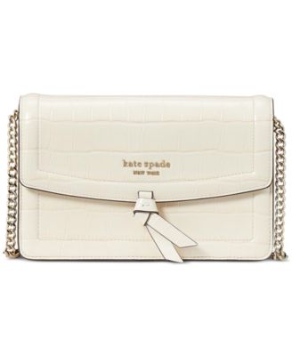kate spade new york - Knott Croc Embossed Leather Flap Mini Crossbody