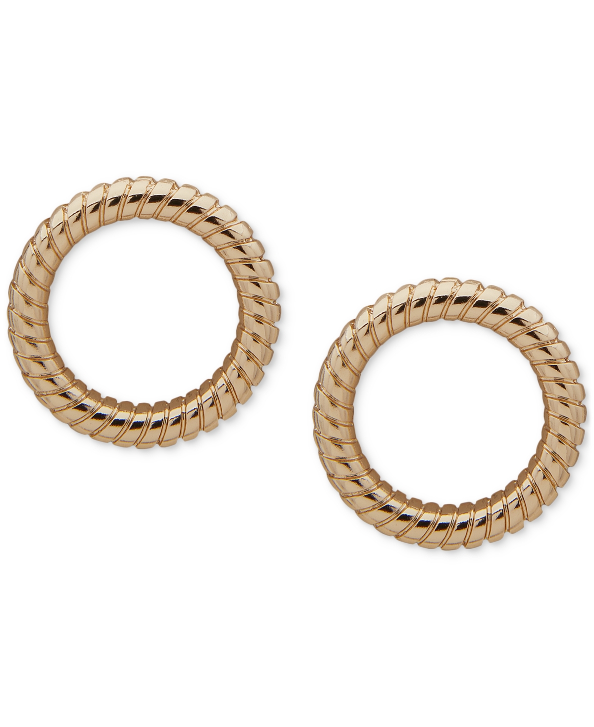 Gold-Tone Snake Chain Open Circle Earrings - Gold