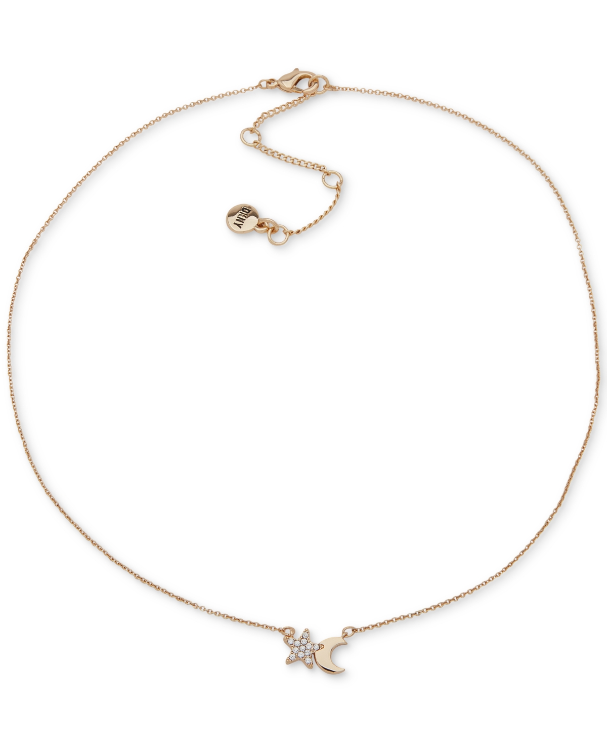 Gold-Tone Crystal Pave Star Moon Pendant Necklace, 16" + 3" extender - White