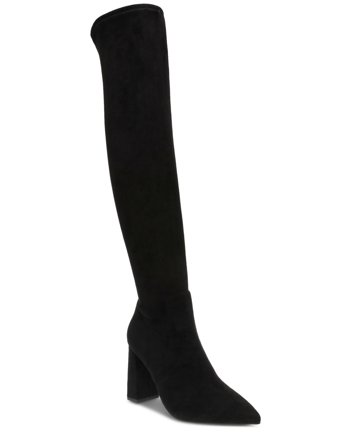 Eileene Pointed-Toe Block-Heel Over-The-Knee Boots, Created for Macy's - Black Micro