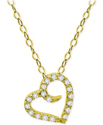 Giani Bernini - Cubic Zirconia Open Heart Pendant Necklace, 16" + 2" extender