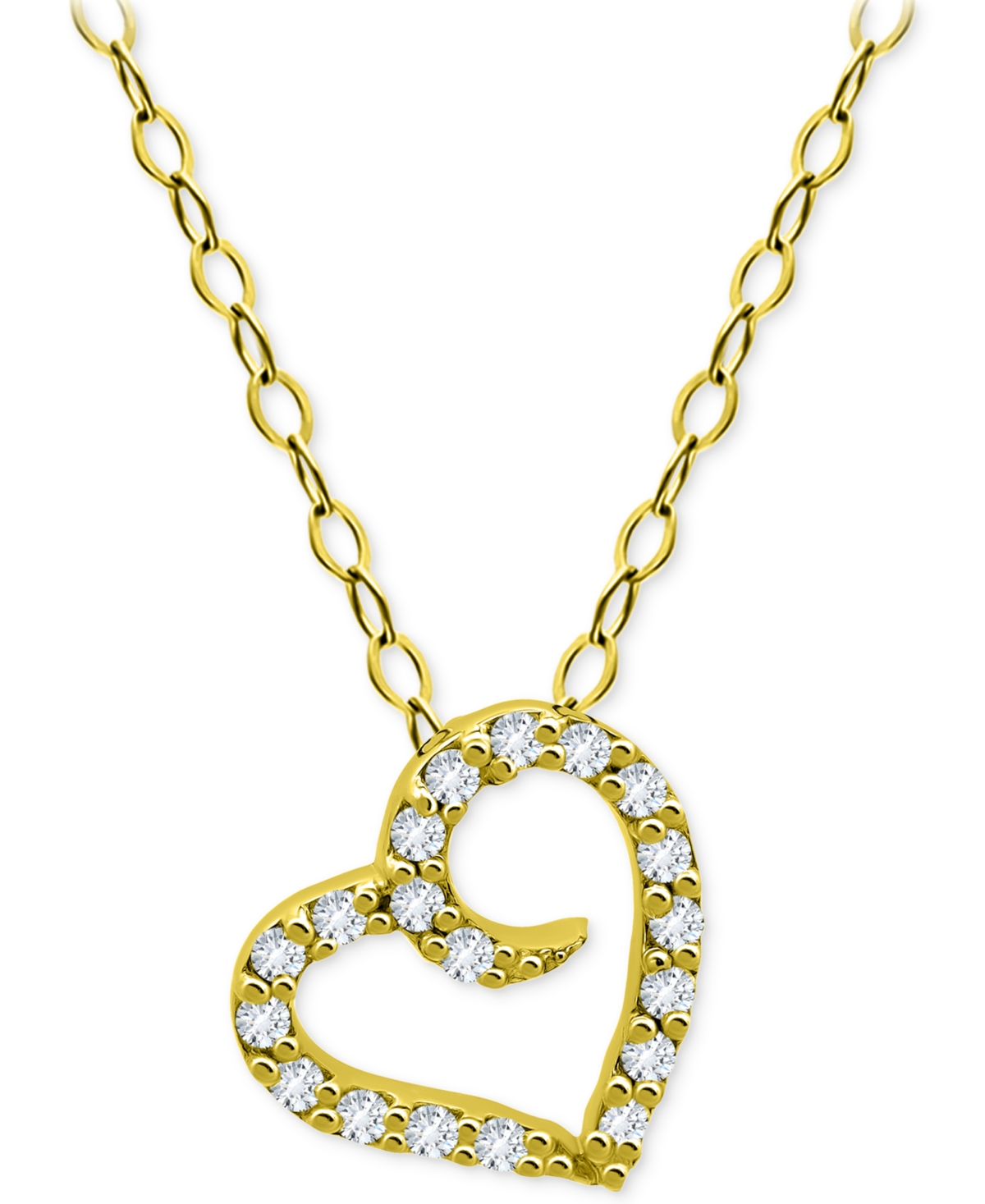 Giani Bernini Cubic Zirconia Open Heart Pendant Necklace, 16" + 2" Extender, Created For Macy's In Gold