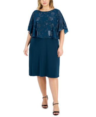 Connected Plus Size Cape-Overlay Sheath Dress - Macy's