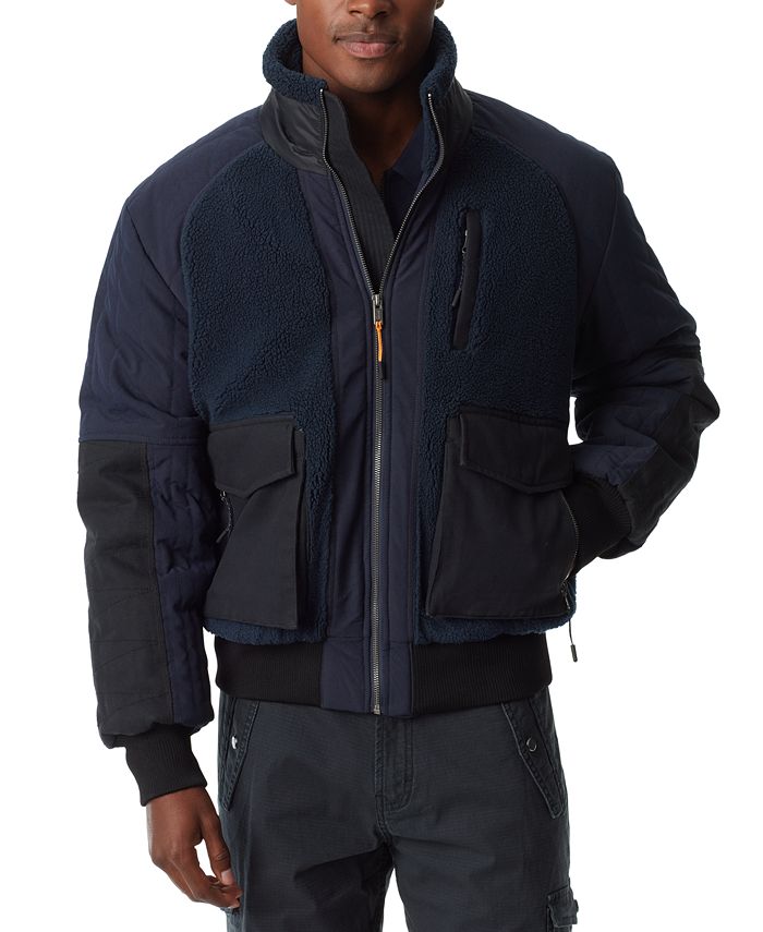 Bass Outdoor Men's Mixed-Media Full-Zip Bomber Jacket - Navy Blazer - Size M
