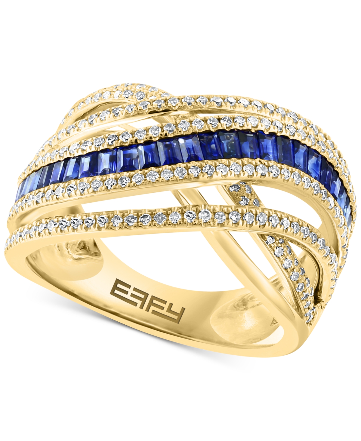 Effy Collection Effy Sapphire (1-1/4 Ct. T.w.) & Diamond (5/8 Ct. T.w.) Crossover Ring In 14k Gold In Yellow Gold