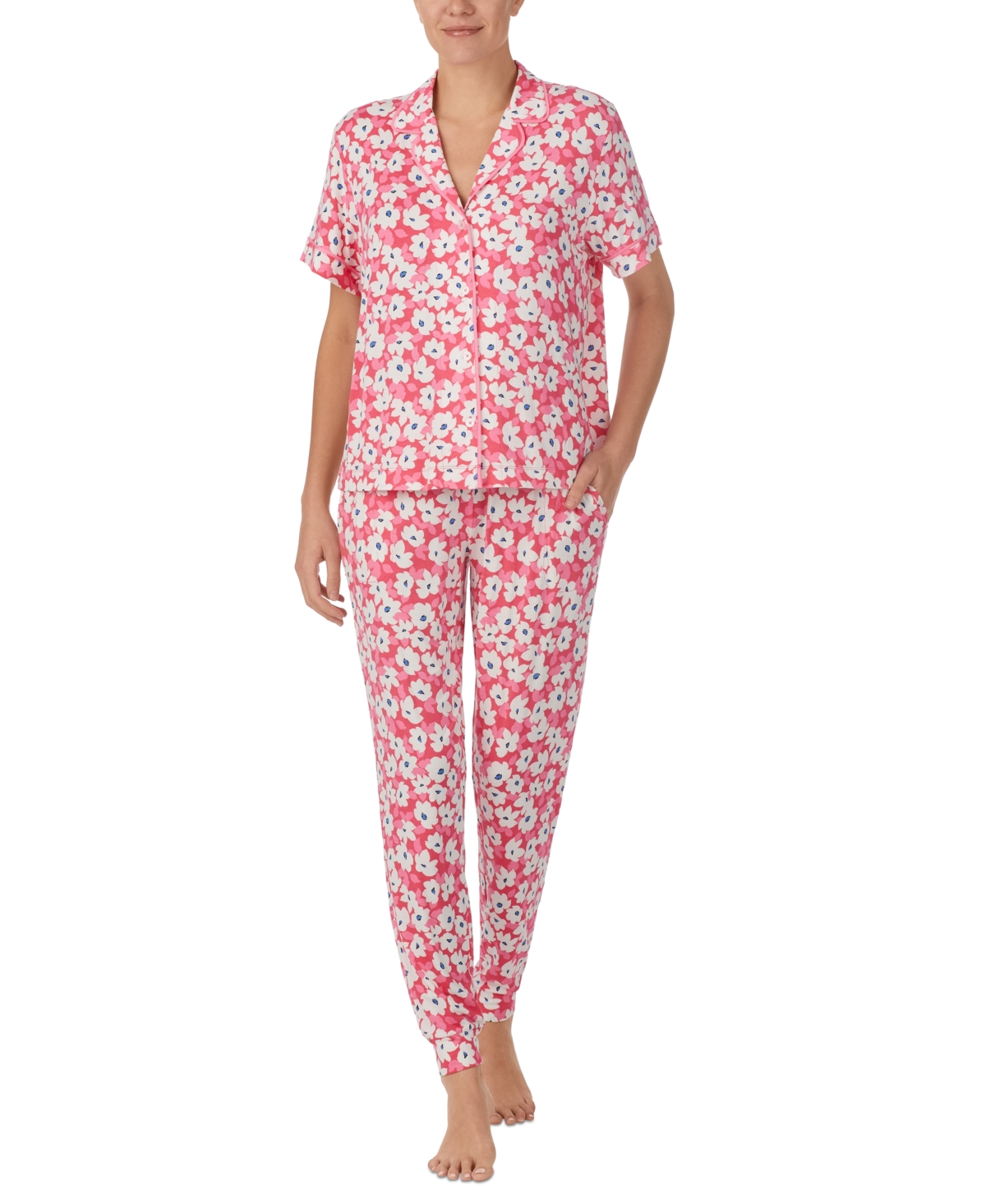 Sanctuary Women's 2-pc. Notched-collar Jogger Pajamas Set In Pink Floral