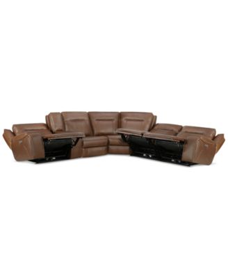 CLOSEOUT! Hansley 6-Pc Zero Gravity Leather Sectional with 3 Power Recliners, Created for Macy's