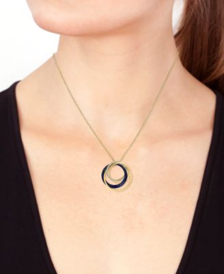 EFFY&reg; Sapphire (1/2 ct. t.w.) & Diamond (1/6 ct. t.w.) Interlocking Rings 18" Pendant Necklace in 14k Gold