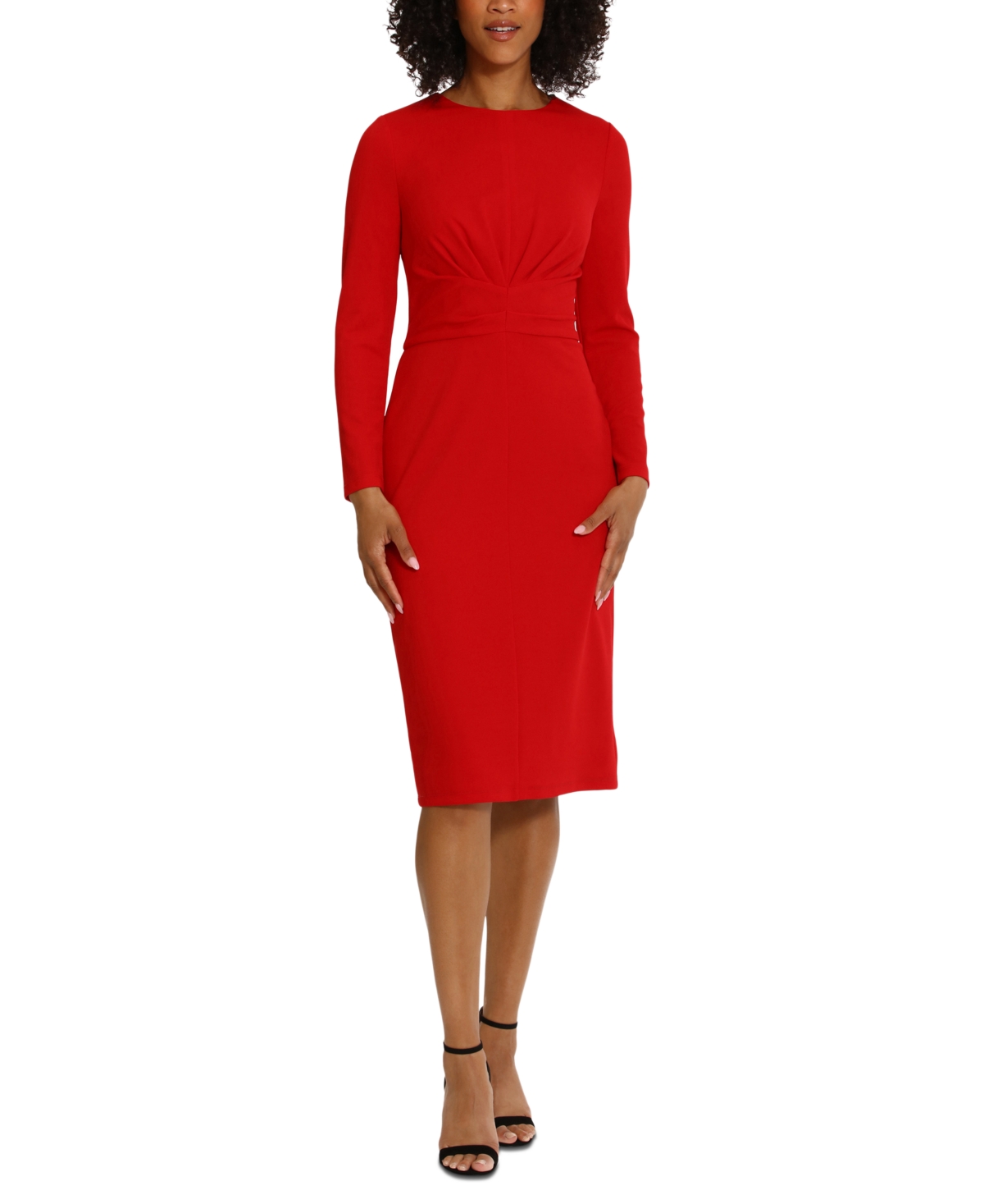Maggy London Women's Scuba-crepe Gathered Midi Dress In Red