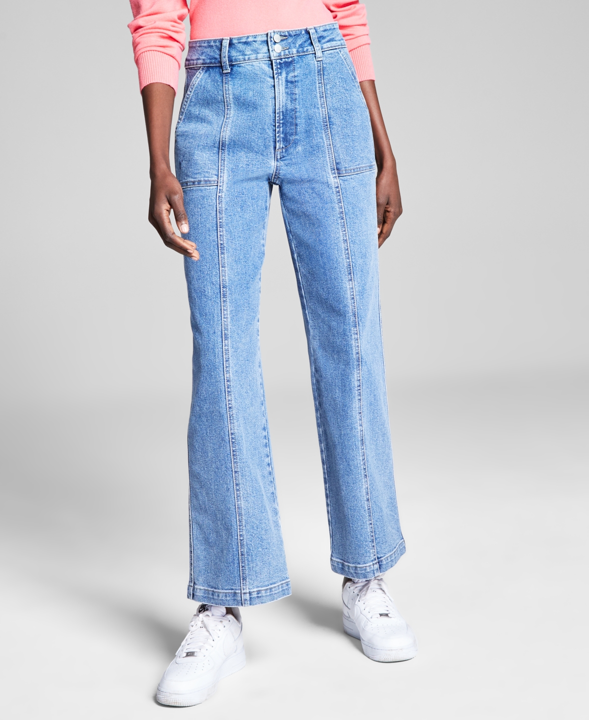And Now This Women's Seam-front Straight-leg Jeans, Created For Macy's In Elio
