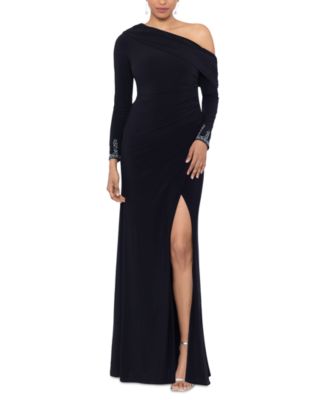 Betsy Adam Petite Off The Shoulder Long Sleeve Gown Macy s