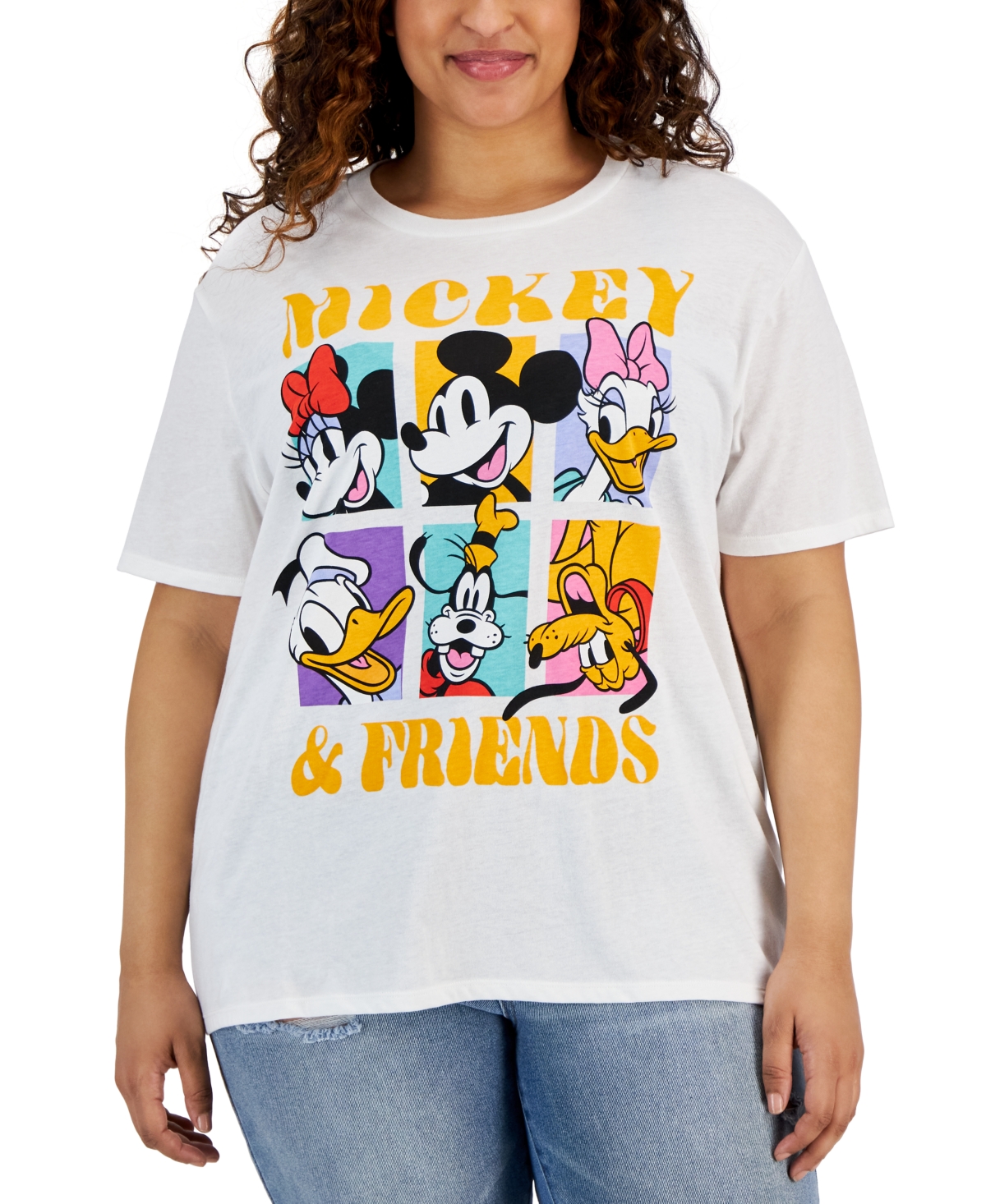 Disney Trendy Plus Size Mickey & Friends Graphic-print T-shirt In Egret