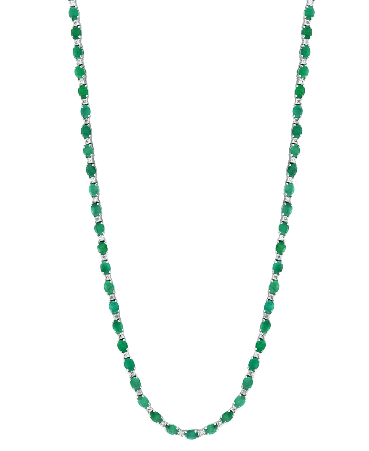 Effy Collection Emerald (22-3/8 Ct. T.w.) & Diamond (1/5 Ct. T.w.) Link 18" Collar Necklace In Sterling Silver