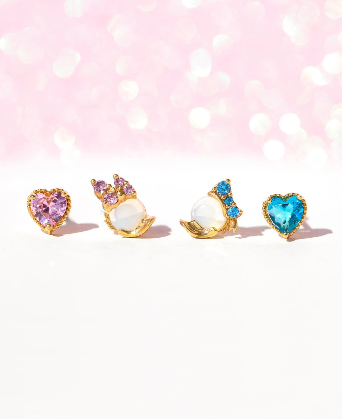 Shop Girls Crew 18k Gold-plated 4-pc. Set Mixed Color Crystal Donald & Daisy Duck Single Stud Earrings
