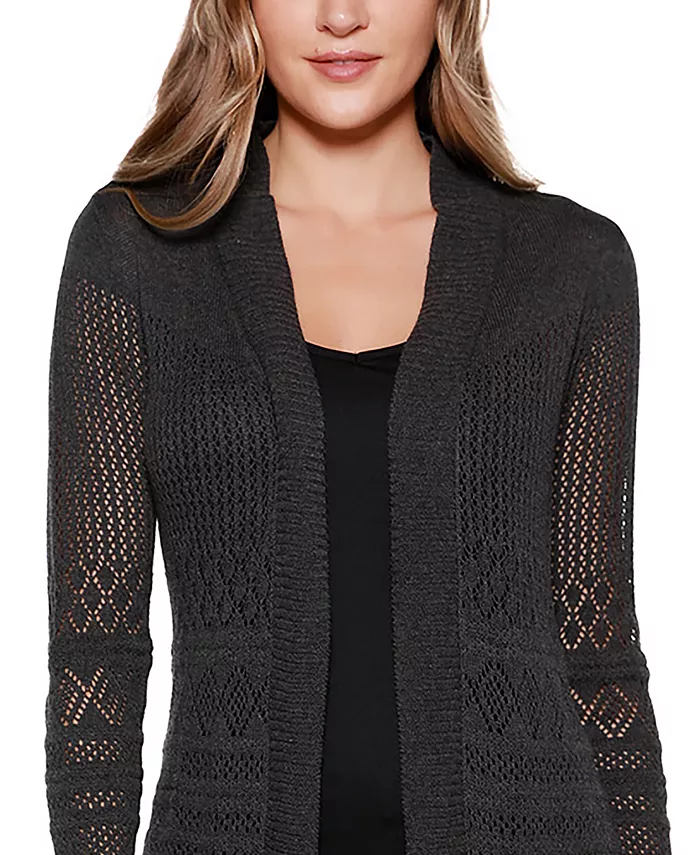 Pointelle-Stitch Duster Cardigan Sweater - thumbnail 3