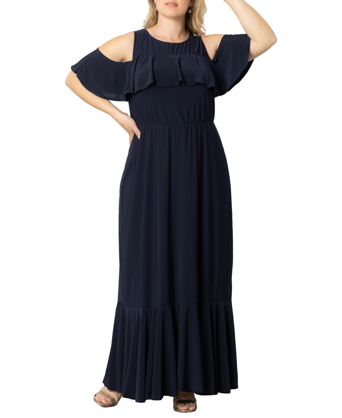 Plus Size Piper Cold Shoulder Maxi Dress - Nouveau navy