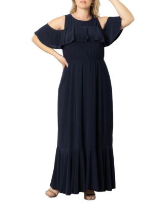 Kiyonna Plus Size Piper Cold Shoulder Maxi Dress - Macy's