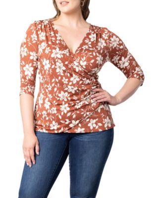 Kiyonna Women's Plus Size Femme Fatale Faux Wrap Top - Macy's