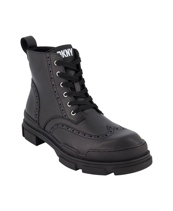 DKNY Men's Perforated Rubber Lug Sole Wingtip Boots - Macy's